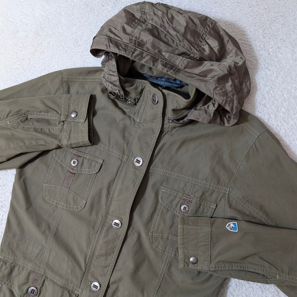Kuhl Jackets & Blazers - Kuhl Utility Rekon Jacket Womens Sm Green Stretch Stowaway Hood L/S Outdoor Coat